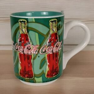 Coca Cola Gibson Coffee Mug Vintage 1998 16 oz Psychedelic Green Coke Bottle